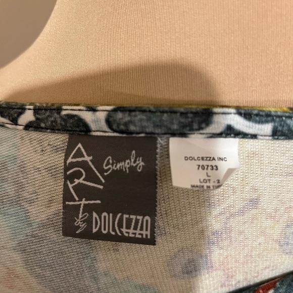 Simply Art by Dolcezza print Dress with draped collar, size Large - Picture 4 of 5